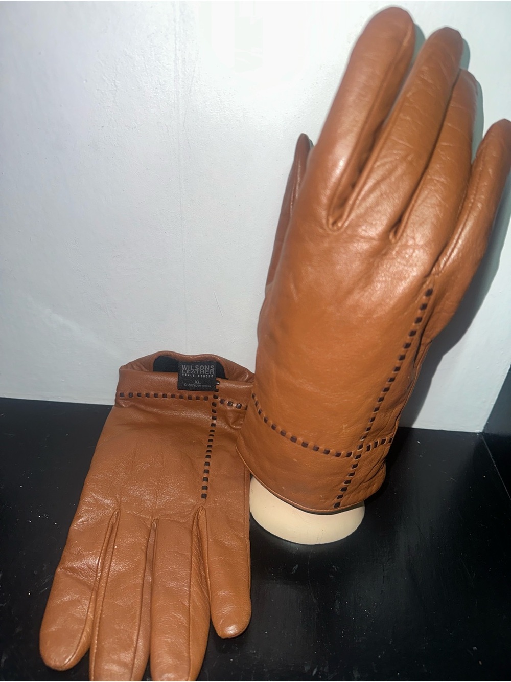 Vintage Wilsons Leather Pelle Studio Brown Gloves Size XL Stitching Y2K unisex